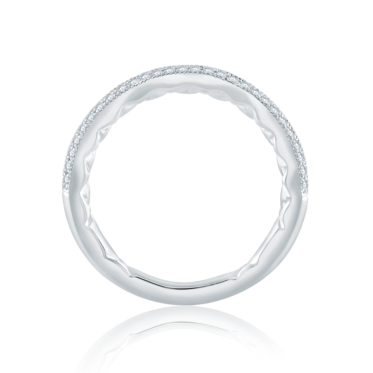 A.Jaffe Contoured Two Row Pavé Diamond Quilted Wedding Band MR2038Q/22