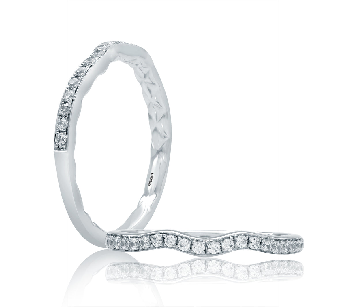 A.Jaffe Contoured Prong Set Diamond Quilted Wedding Band MR2043Q/20