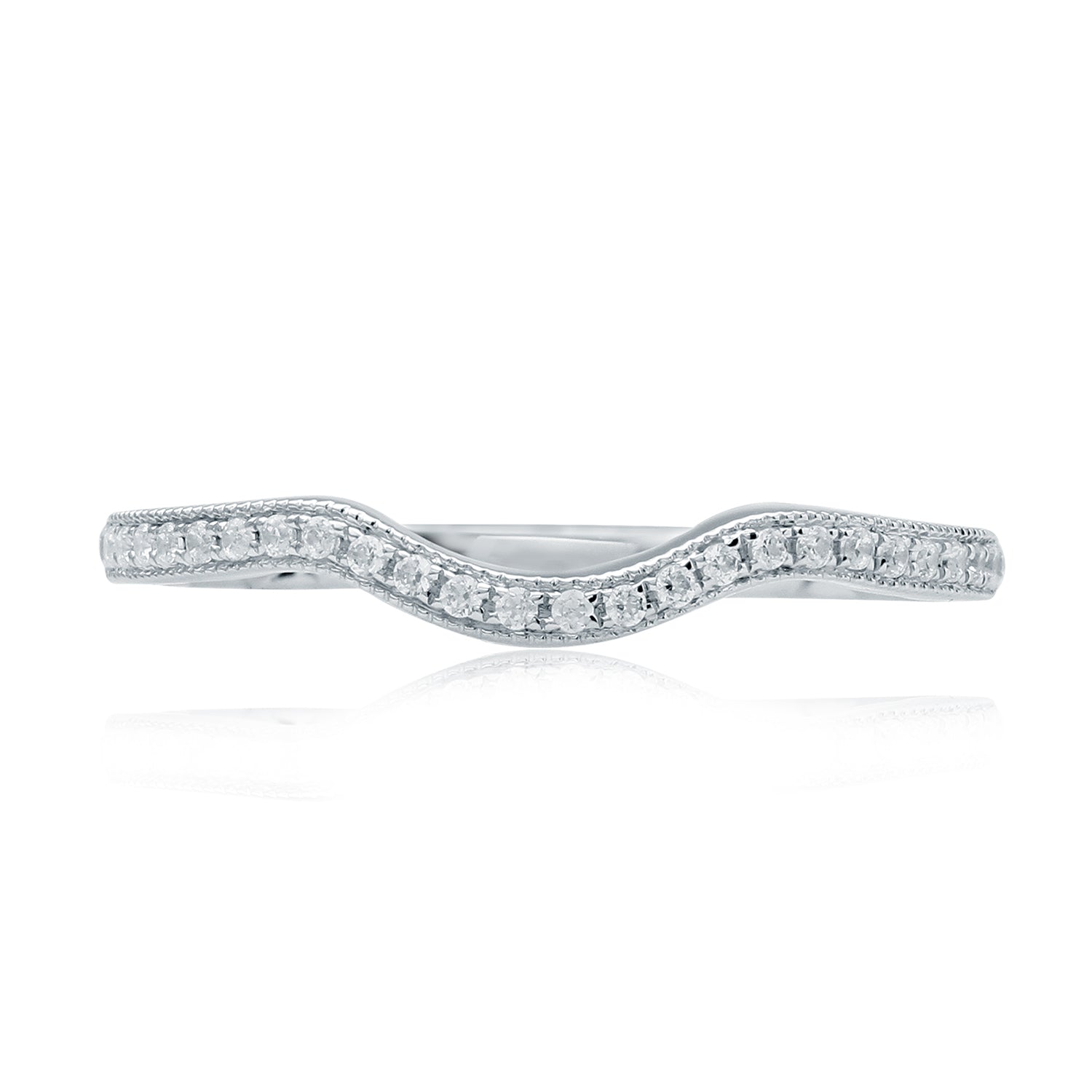 A.Jaffe Contoured Milgrain Diamond Quilted Wedding Band MR2052Q/13