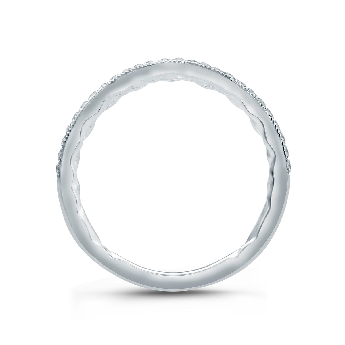 A.Jaffe Contoured Milgrain Diamond Quilted Wedding Band MR2052Q/13