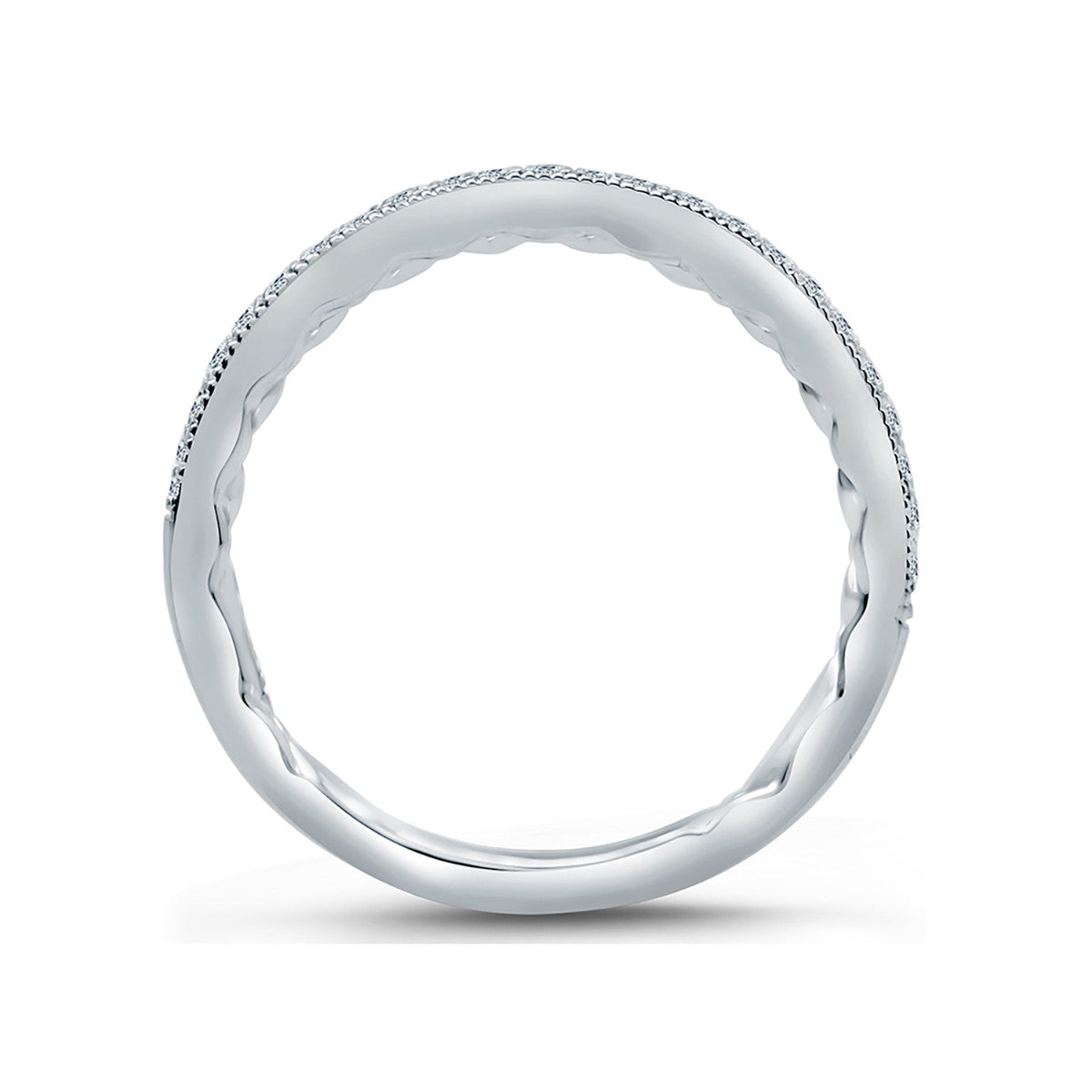 A. Jaffe Modern Vintage Milgrain Half Circle Diamond Wedding Band MR2100Q/14