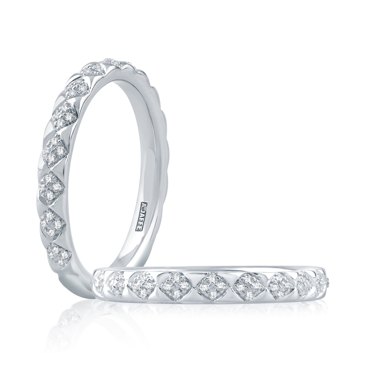 A.Jaffe Multi Diamond Accented Quilted Wedding Band MR2125Q/18