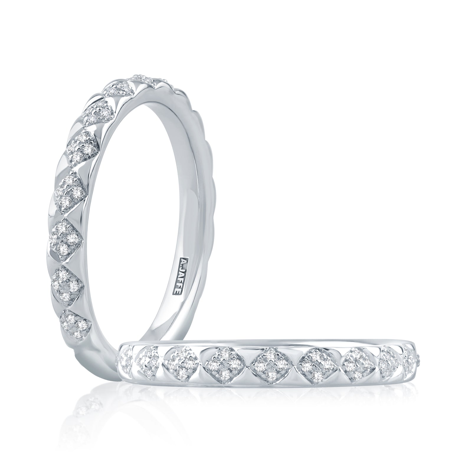 A.Jaffe Multi Diamond Accented Quilted Wedding Band MR2125Q/18