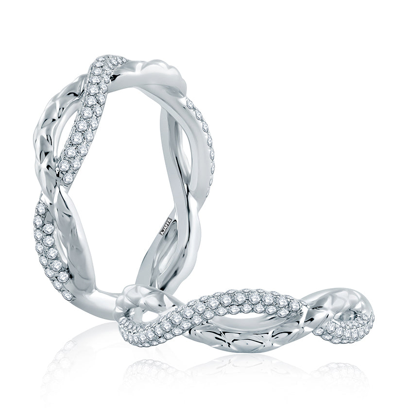 A.Jaffe Twisted Vine Pavé Set Diamond Quilted Wedding Band MR2138Q/40