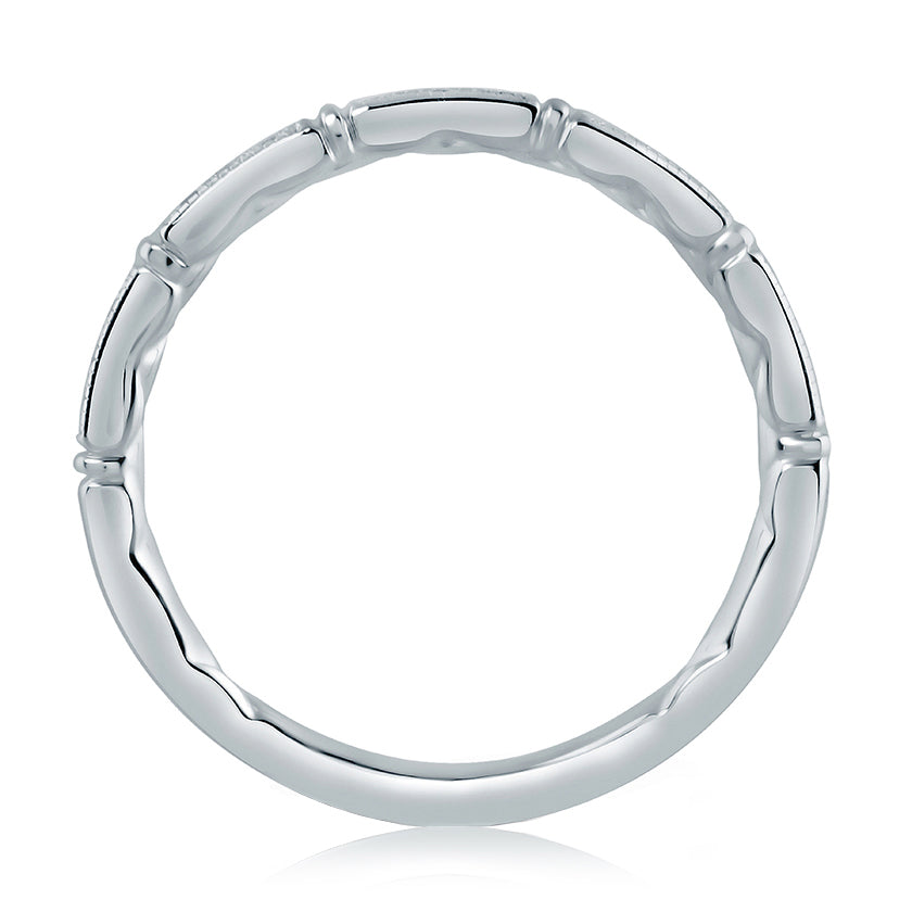 A.Jaffe Segmented Milgrain Accent Diamond Quilted Wedding Band MR2188Q/08