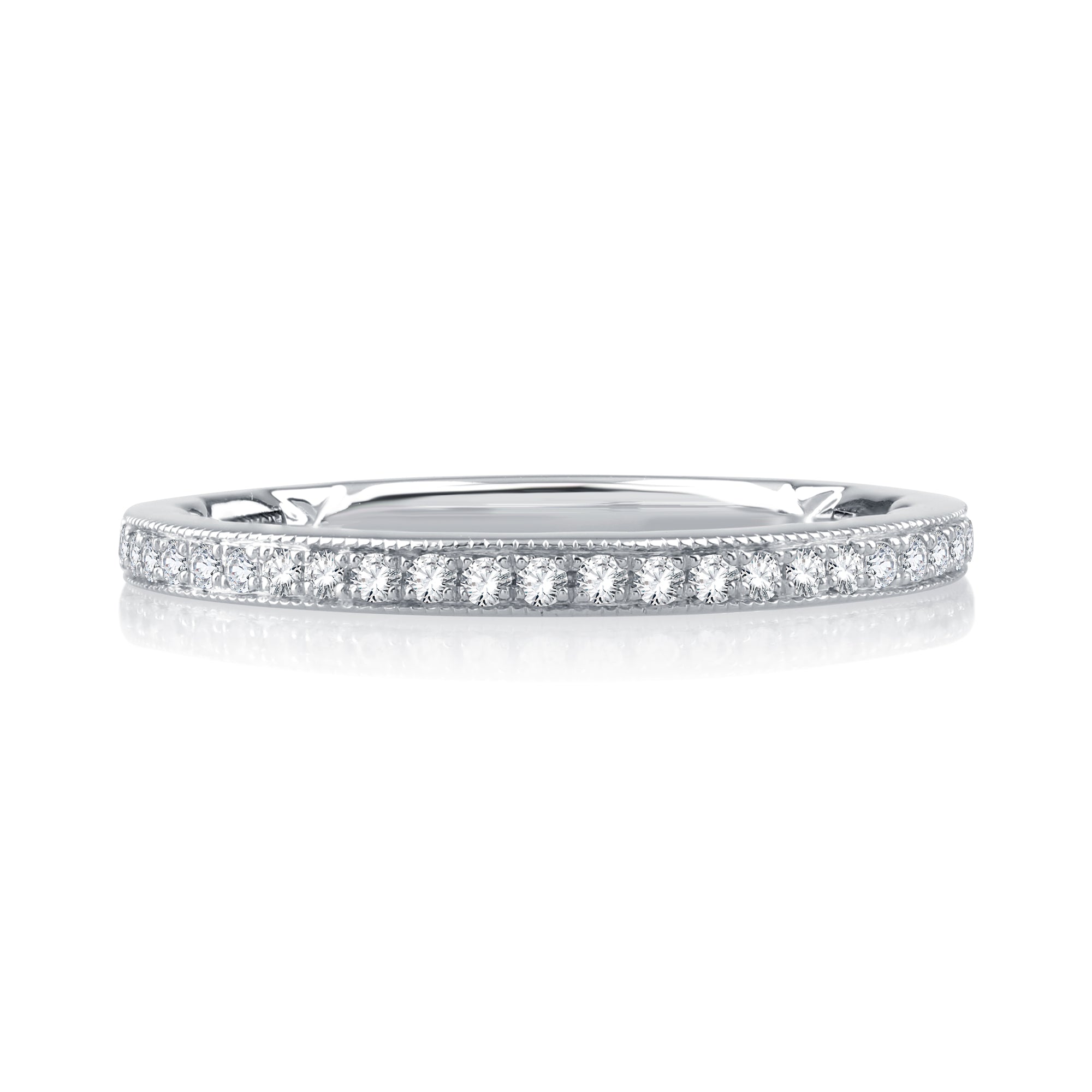 A.Jaffe Milgrain Detail Diamond Quilted Wedding Band MR2301Q/19