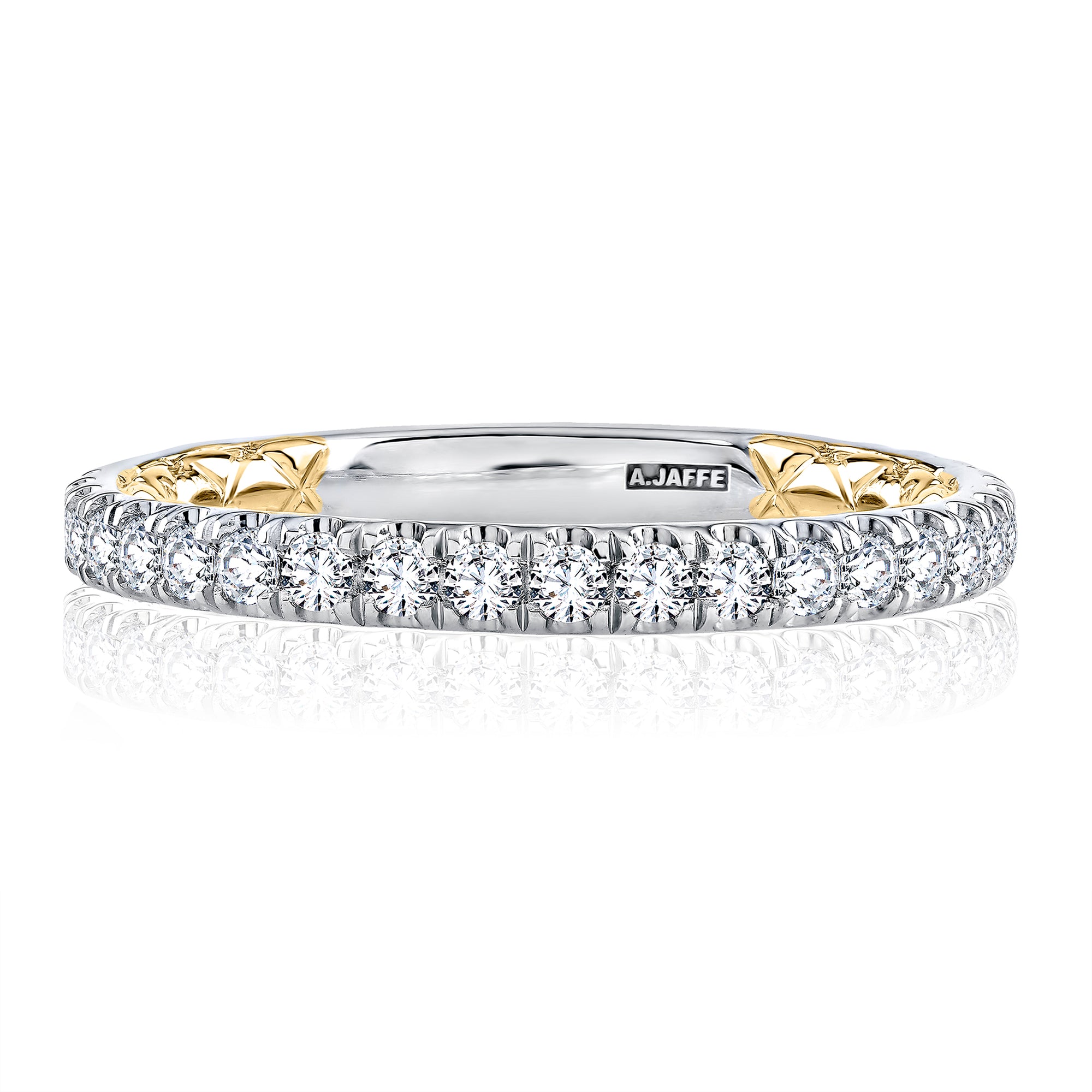A.Jaffe Classic Two Tone Diamond Quilted Wedding Band MRCRD2345Q/57