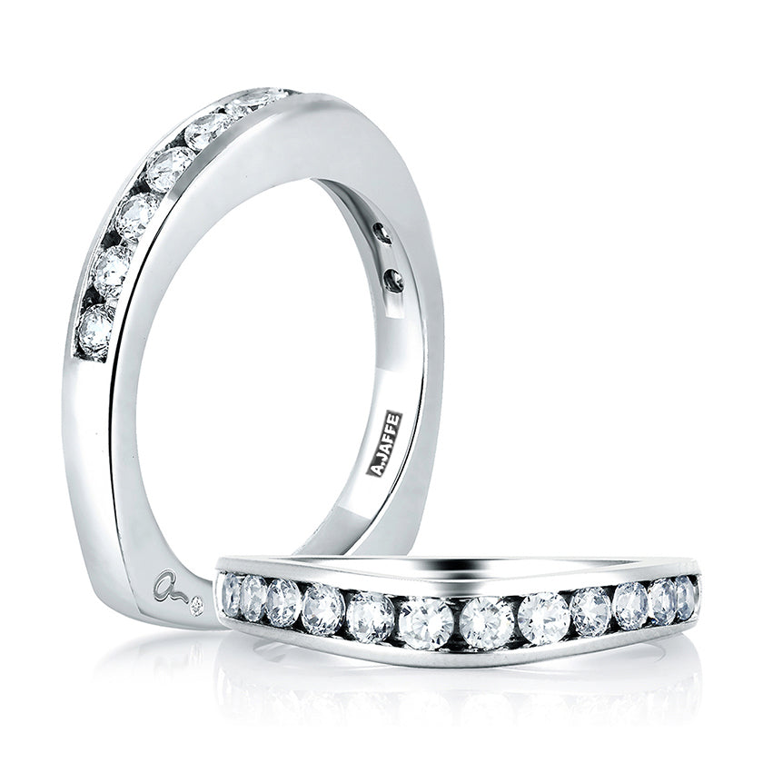A.Jaffe Signature Contoured Channel Set Diamond Wedding Band MRS032/48