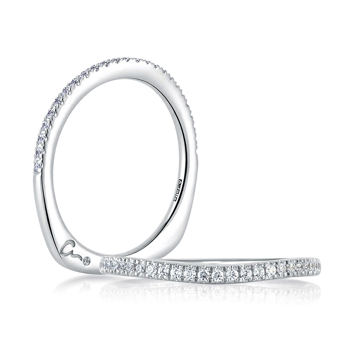 A. Jaffe Sparkling Pave Set Contour Signature Band MRS333/18