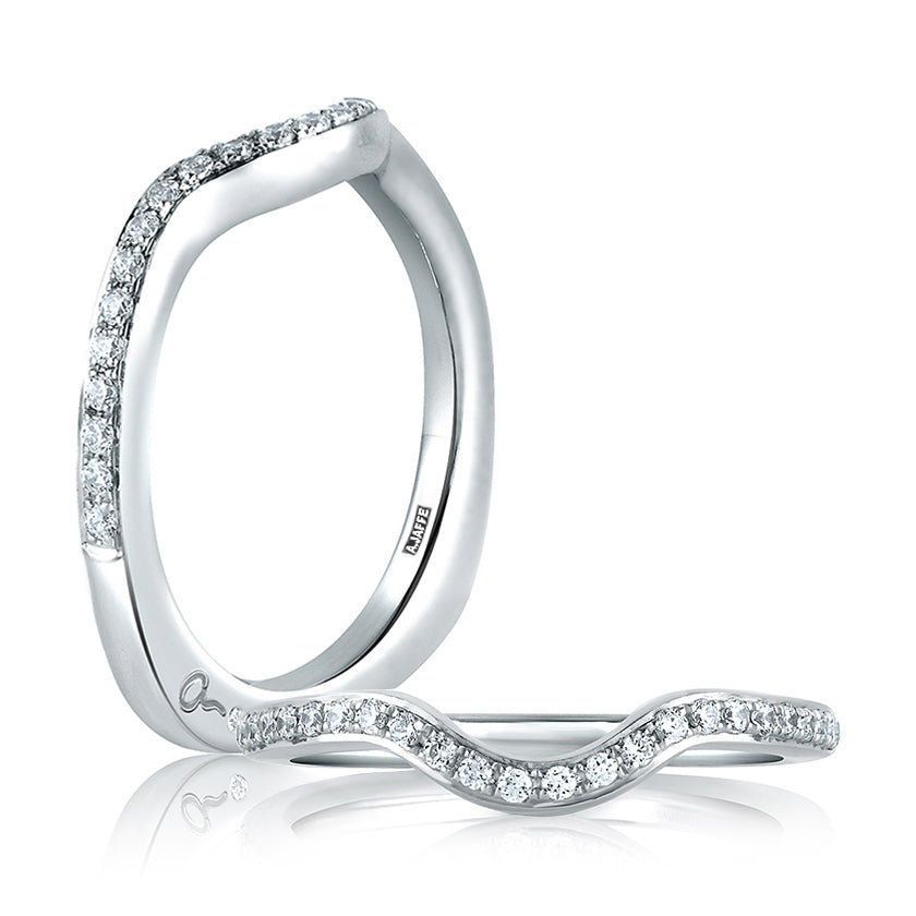 A.Jaffe Signature Classic Contoured Pave Diamond Wedding Band MRS436/22