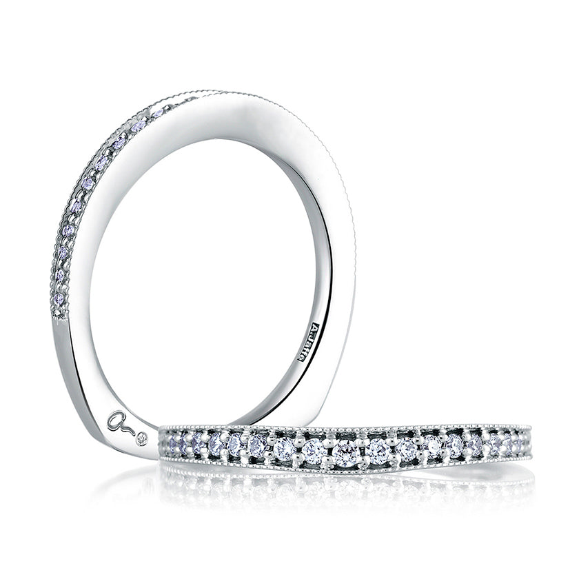 A.Jaffe Signature Milgrain Pave Diamond Wedding Band MRS441/21