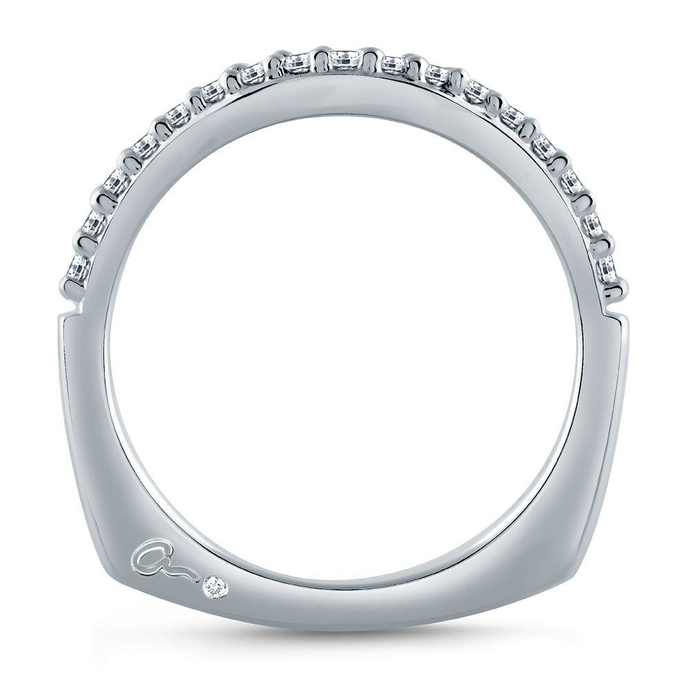 A. Jaffe Classic Shared Prong Contour Signature Shank Diamond Wedding Band MRS515/22