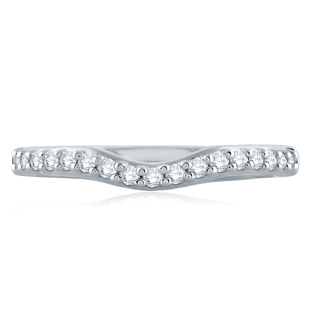 A. Jaffe Classic Shared Prong Contour Signature Shank Diamond Wedding Band MRS515/22