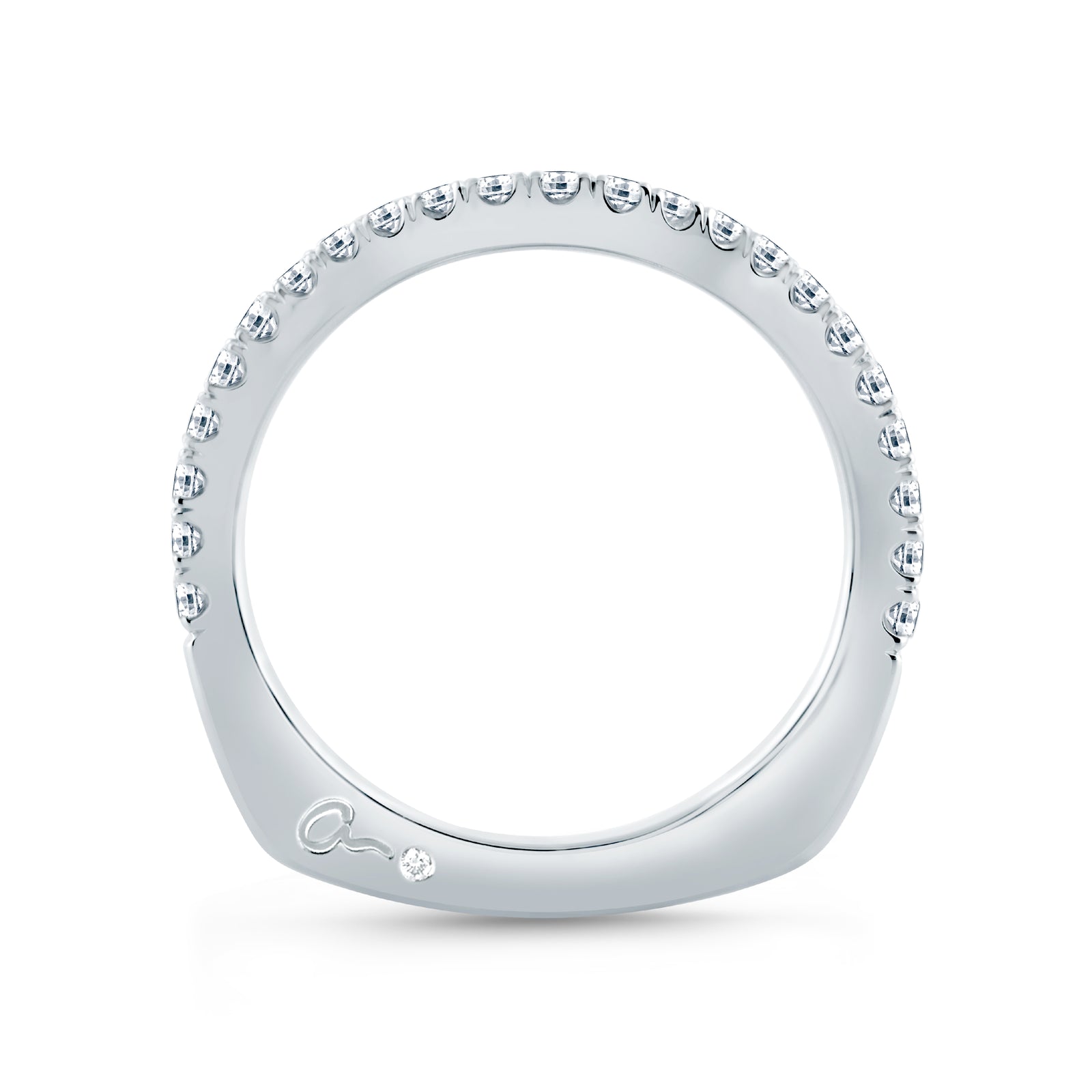 A.Jaffe Signature Contoured French Pave Diamond Wedding Band MRS574/28