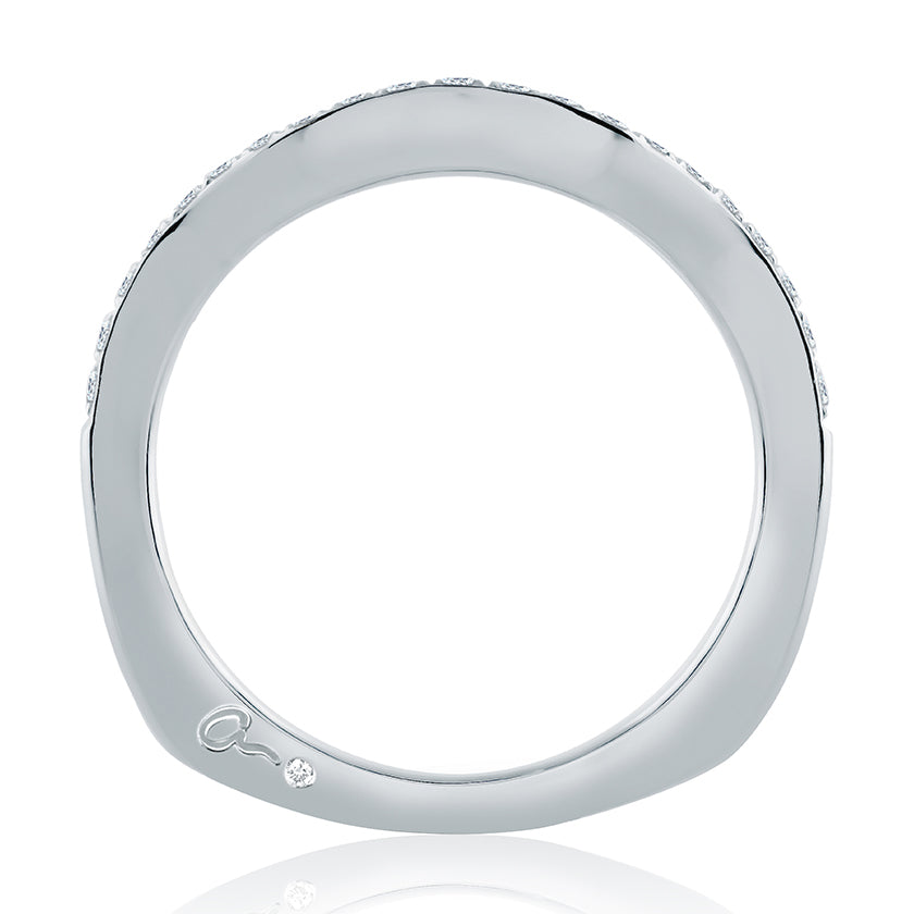 A.Jaffe Signature Contoured Prong Set Diamond Wedding Band MRS636/22