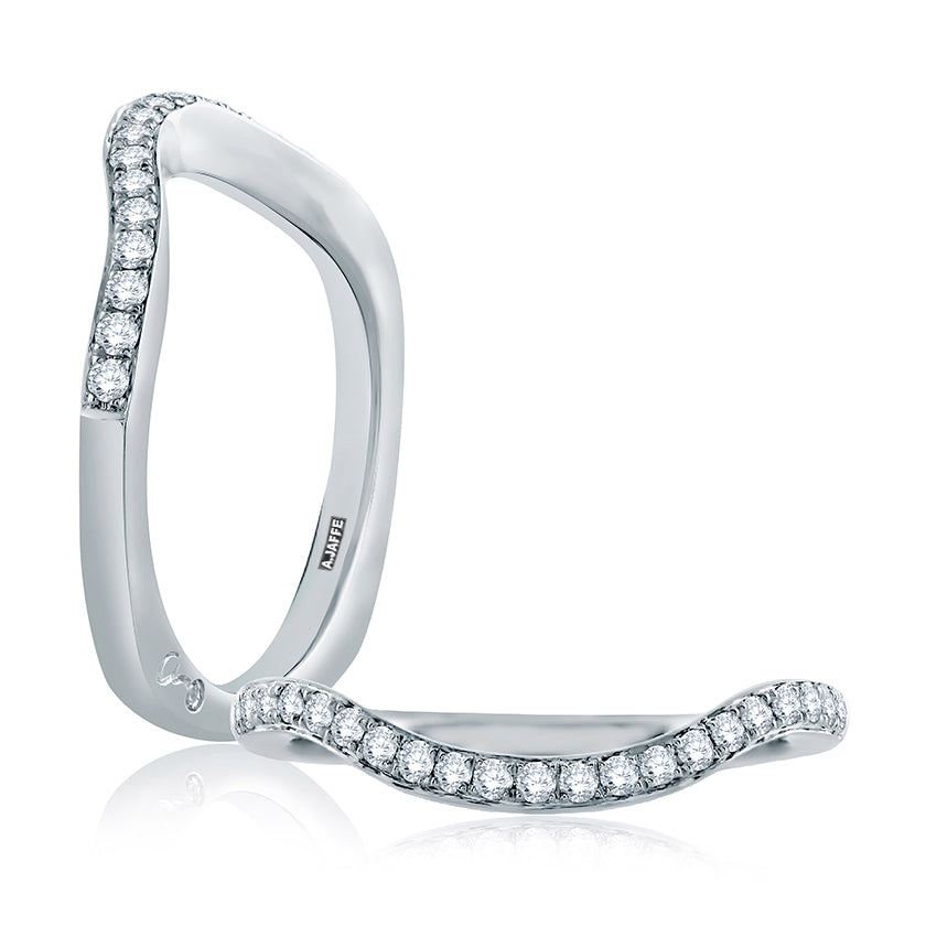A.Jaffe Signature Contoured Prong Set Diamond Wedding Band MRS636/22