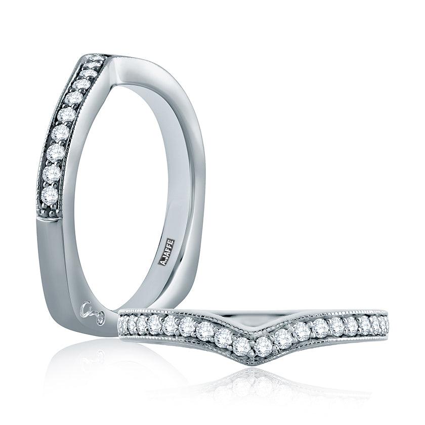 A.Jaffe Signature Art Deco V Contoured Diamond Wedding Band MRS646/24