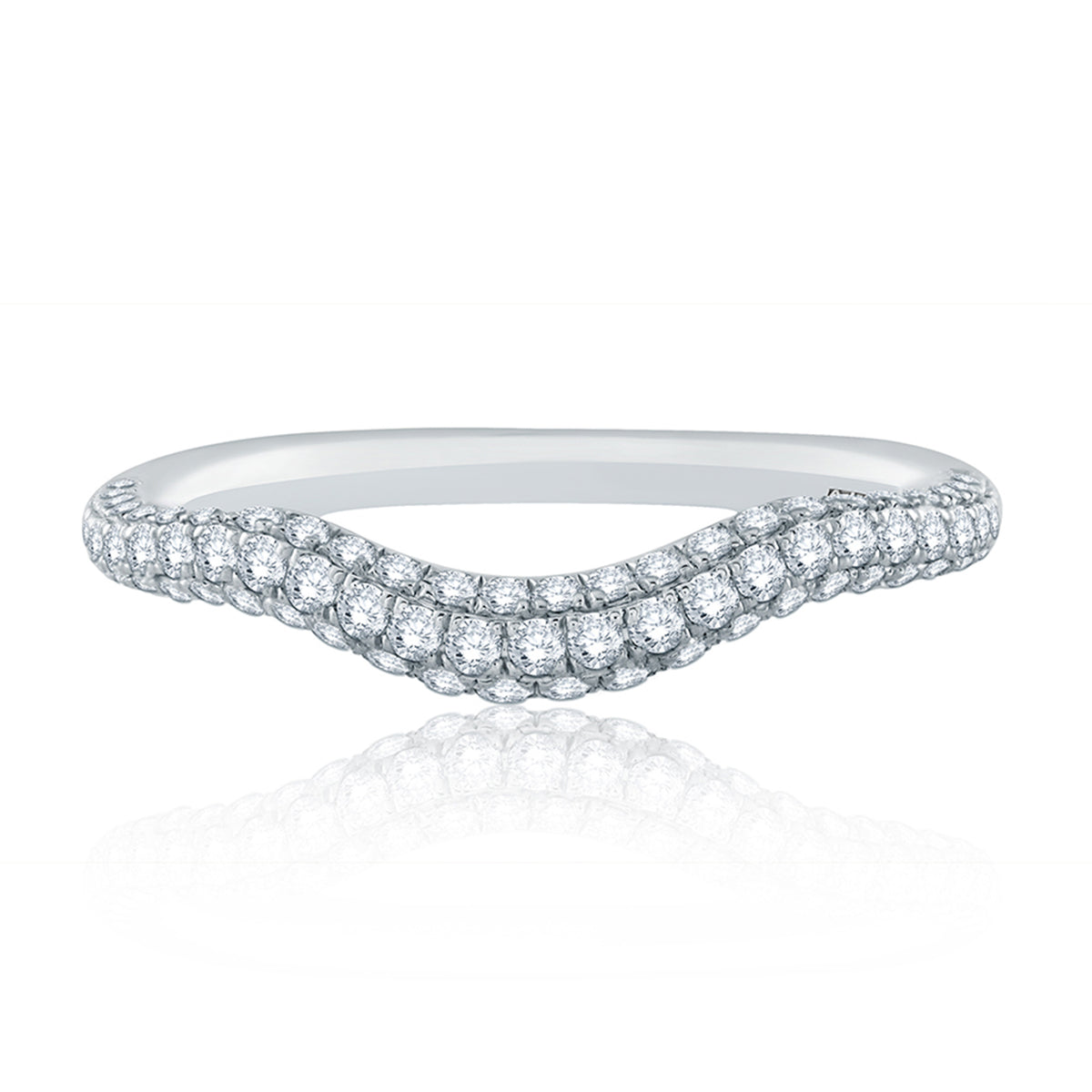 A.Jaffe Signature Waterfall Pave Contoured Diamond Wedding Band MRS684/48