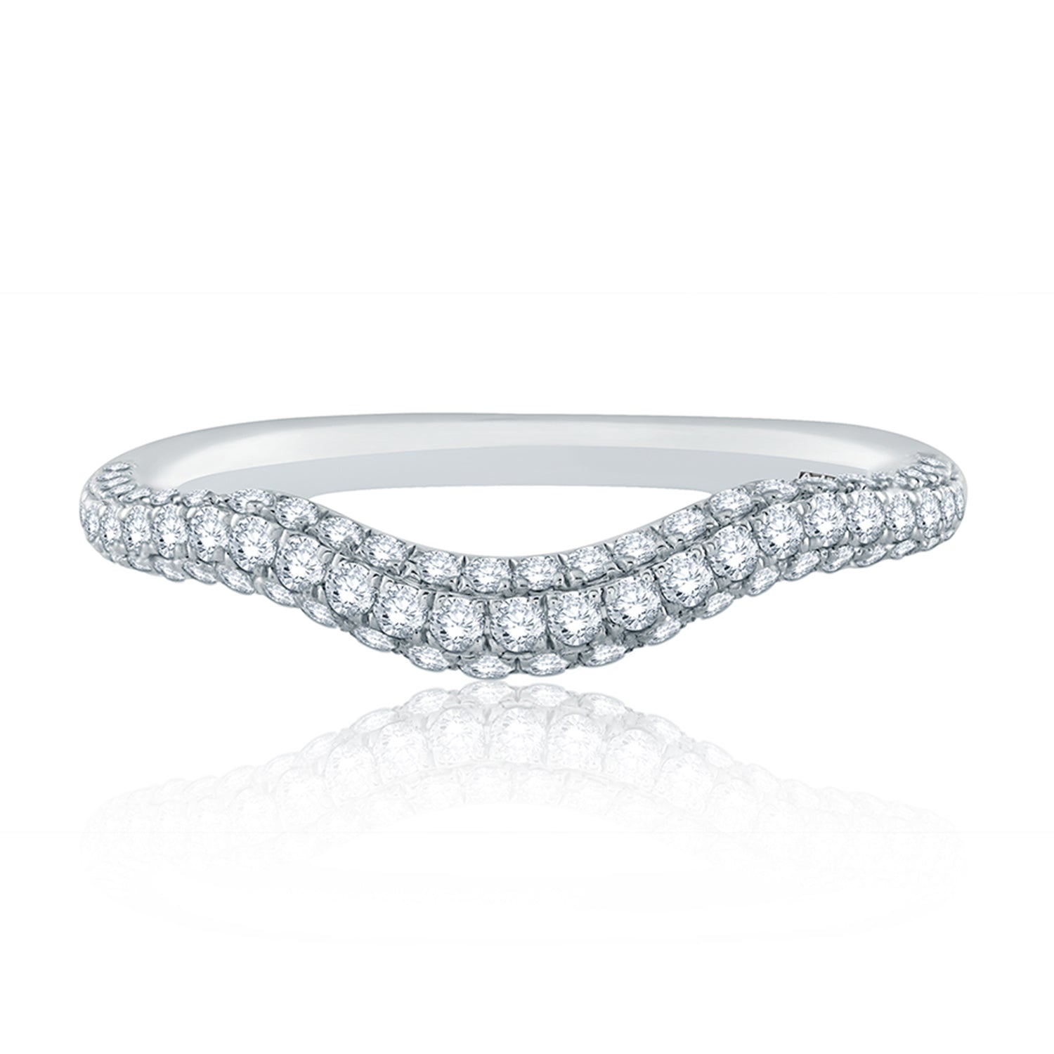 A.Jaffe Signature Waterfall Pave Contoured Diamond Wedding Band MRS684/48