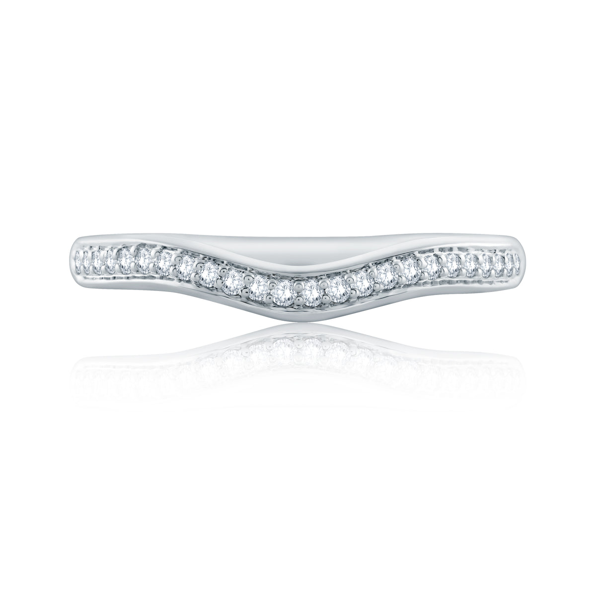 A.Jaffe Signature Contoured Shared Prong Set Diamond Wedding Band MRS692/14