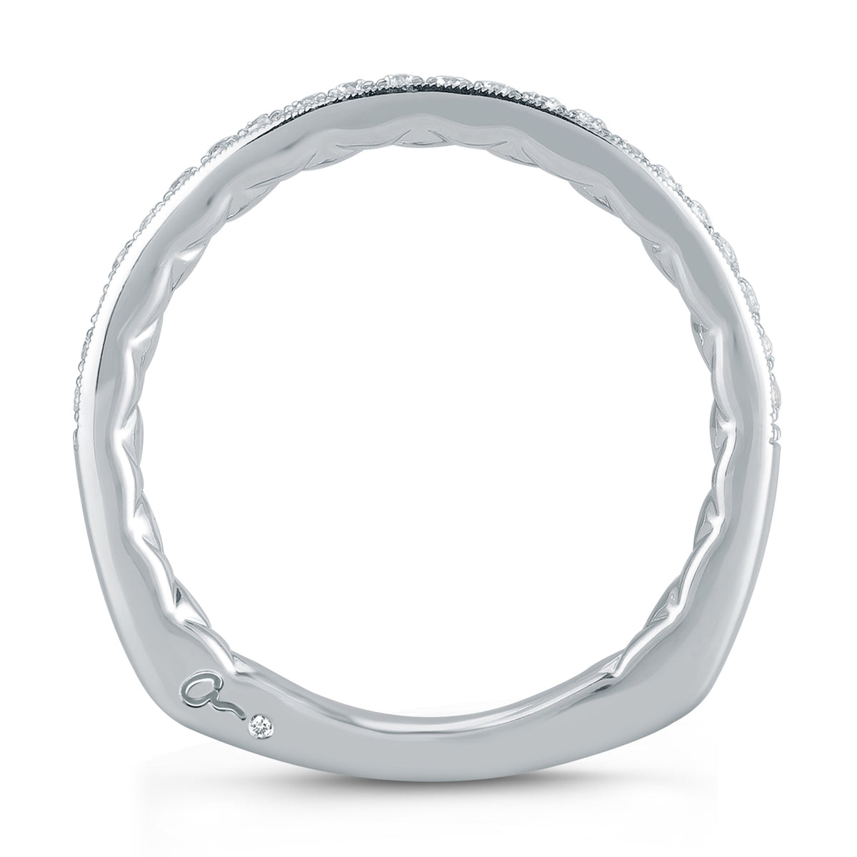 A.Jaffe Signature Milgrain Diamond Quilted Wedding Band MRS739Q/17