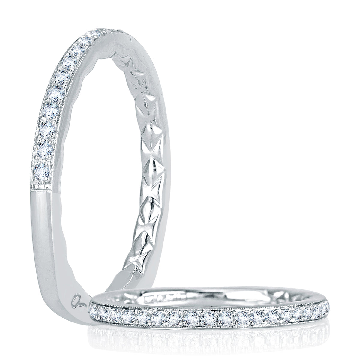 A.Jaffe Signature Milgrain Diamond Quilted Wedding Band MRS739Q/17