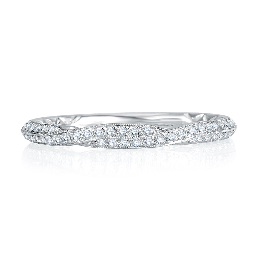 A.Jaffe Signature Delicate Twist Diamond Quilted Wedding Band MRS741Q/18