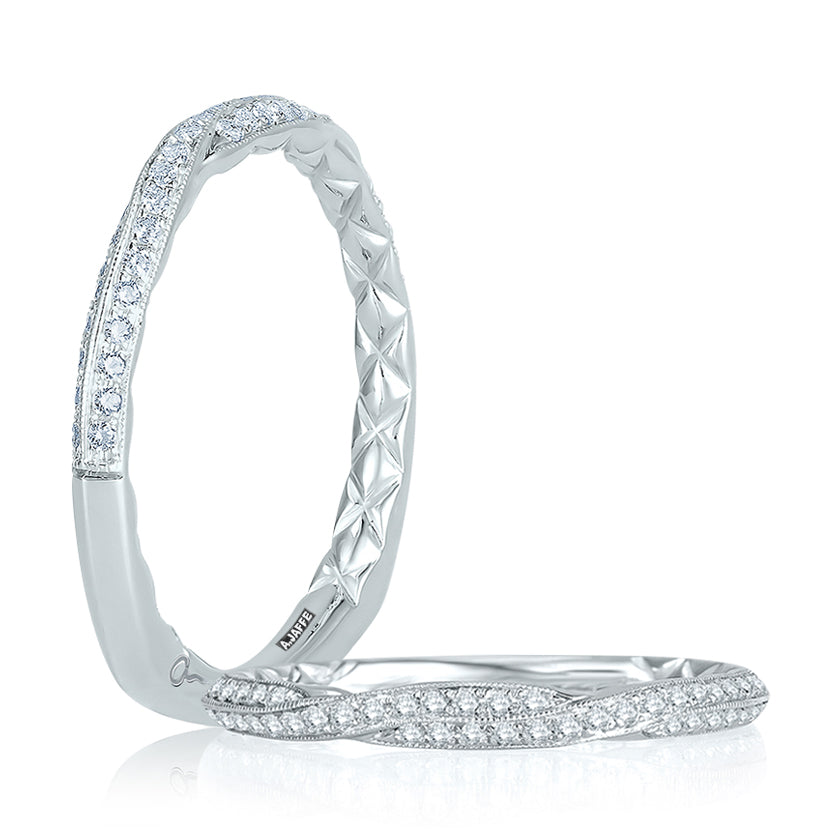 A.Jaffe Signature Delicate Twist Diamond Quilted Wedding Band MRS741Q/18