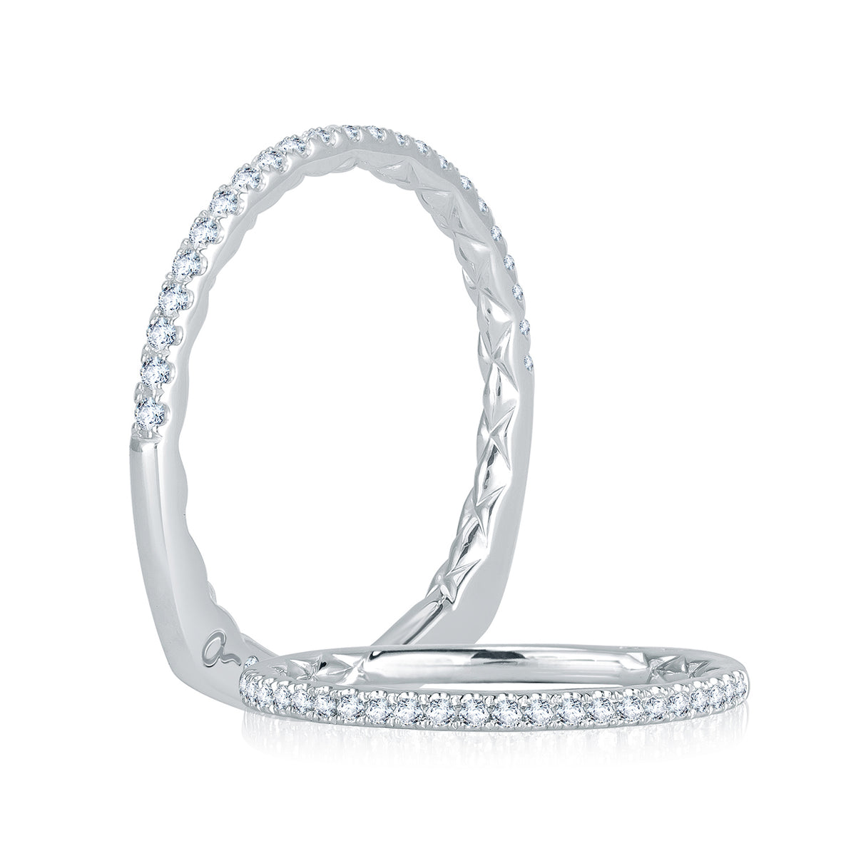 A.Jaffe Signature Vintage French Pavé Diamond Quilted Wedding Band MRS742QB/25