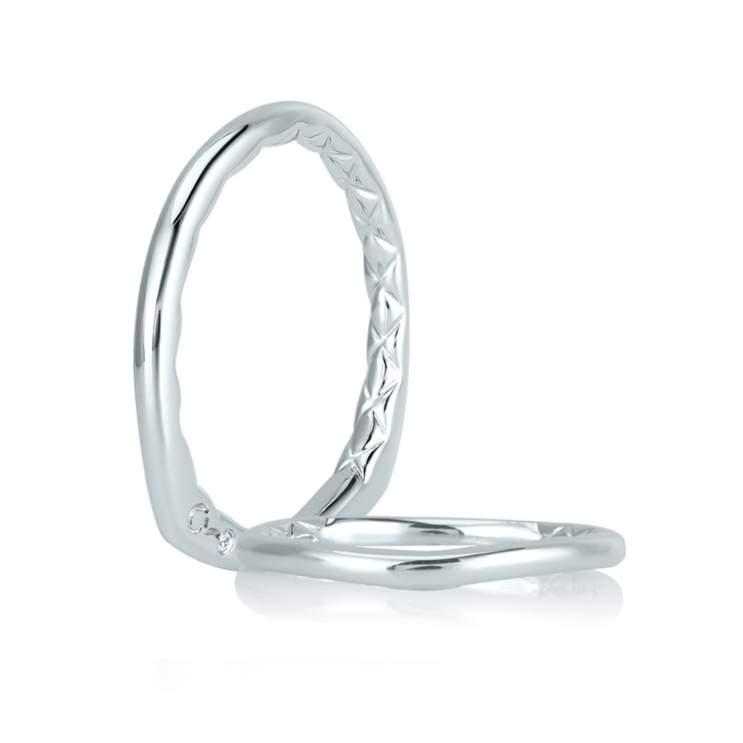 A.Jaffe Signature Contoured Solitaire Quilted Wedding Band MRS746Q/PL