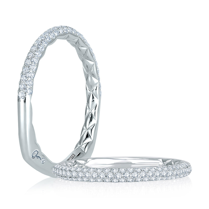 A.Jaffe Signature Micro Pavé Rollover Diamond Quilted Wedding Band MRS748Q/32