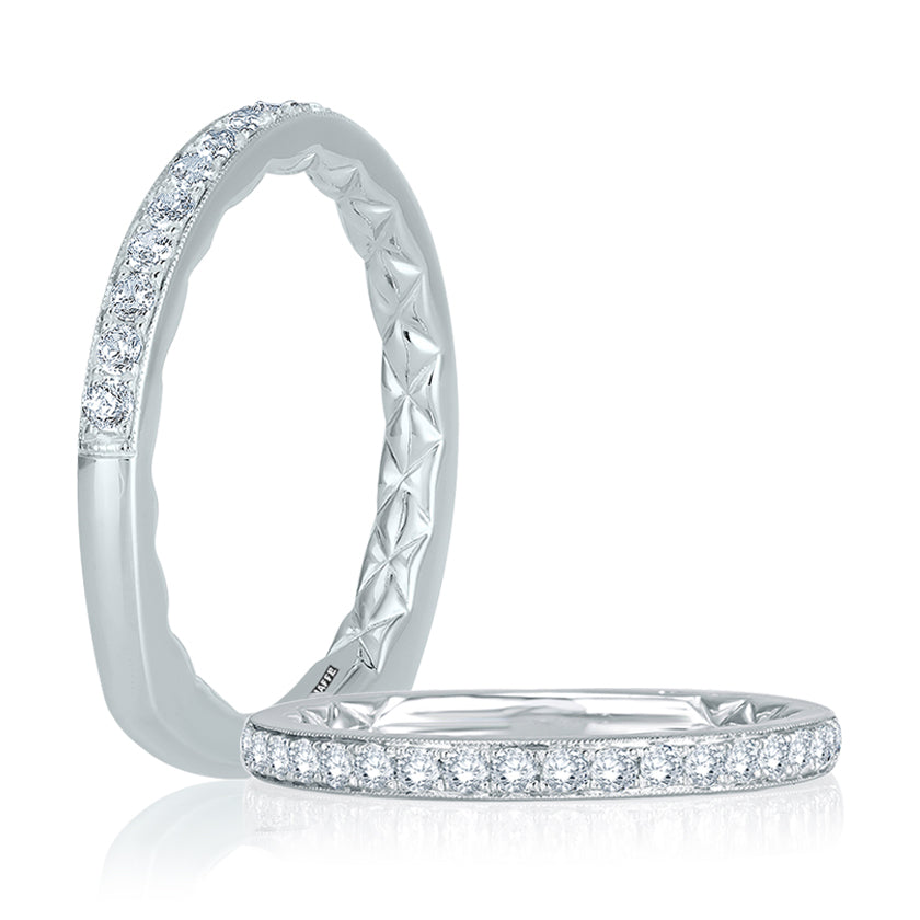 A.Jaffe Signature Delicate Diamond Quilted Wedding Band MRS753Q/25