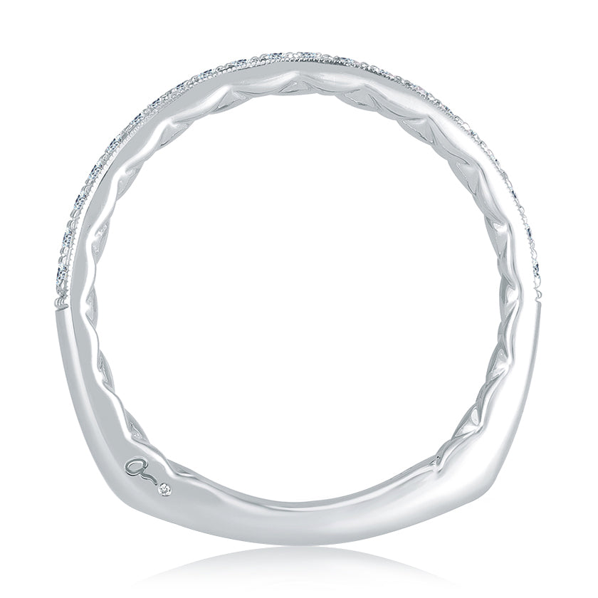 A.Jaffe Signature Delicate Milgrain Diamond Quilted Wedding Band MRS756Q/20