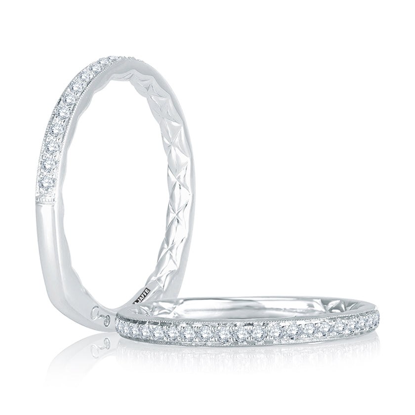 A.Jaffe Signature Delicate Milgrain Diamond Quilted Wedding Band MRS757Q/14