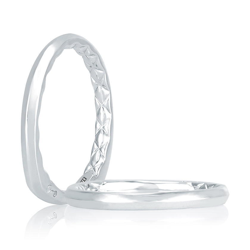 A.Jaffe Signature Delicate Knife Edge Solitaire Quilted Wedding Band MRS760Q/PL