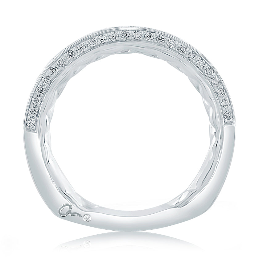 A.Jaffe Signature Diamond with Gallery Profile Diamond Quilted Wedding Band MRS762Q/40