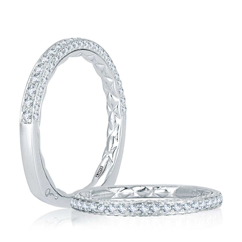 A.Jaffe Signature Diamond with Gallery Profile Diamond Quilted Wedding Band MRS762Q/40