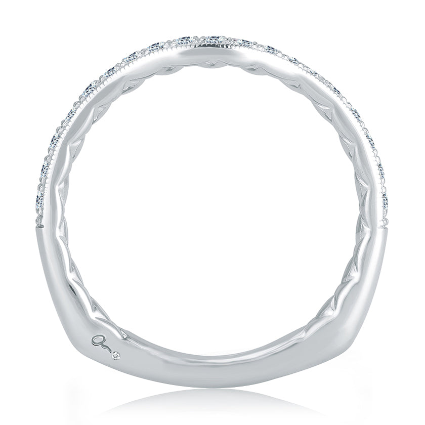 A.Jaffe Signature Contoured Milgrain Diamond Quilted Wedding Band MRS765Q/23