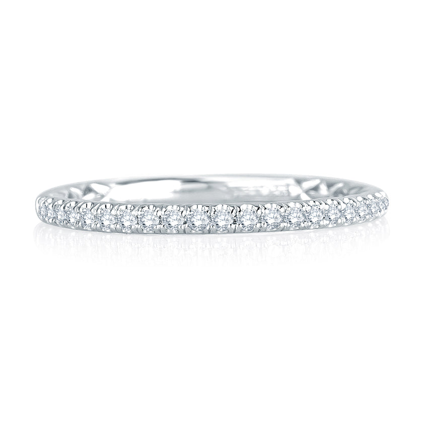 A.Jaffe Signature Unique Delicate Diamond Quilted Wedding Band MRS766Q/16