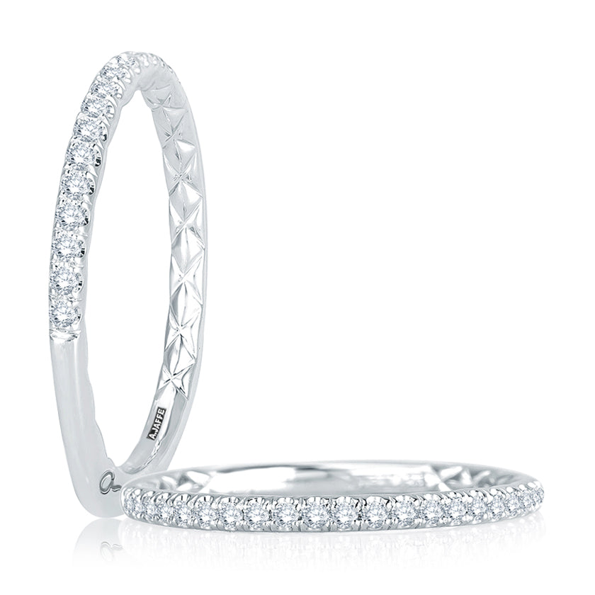 A.Jaffe Signature Unique Delicate Diamond Quilted Wedding Band MRS766Q/16