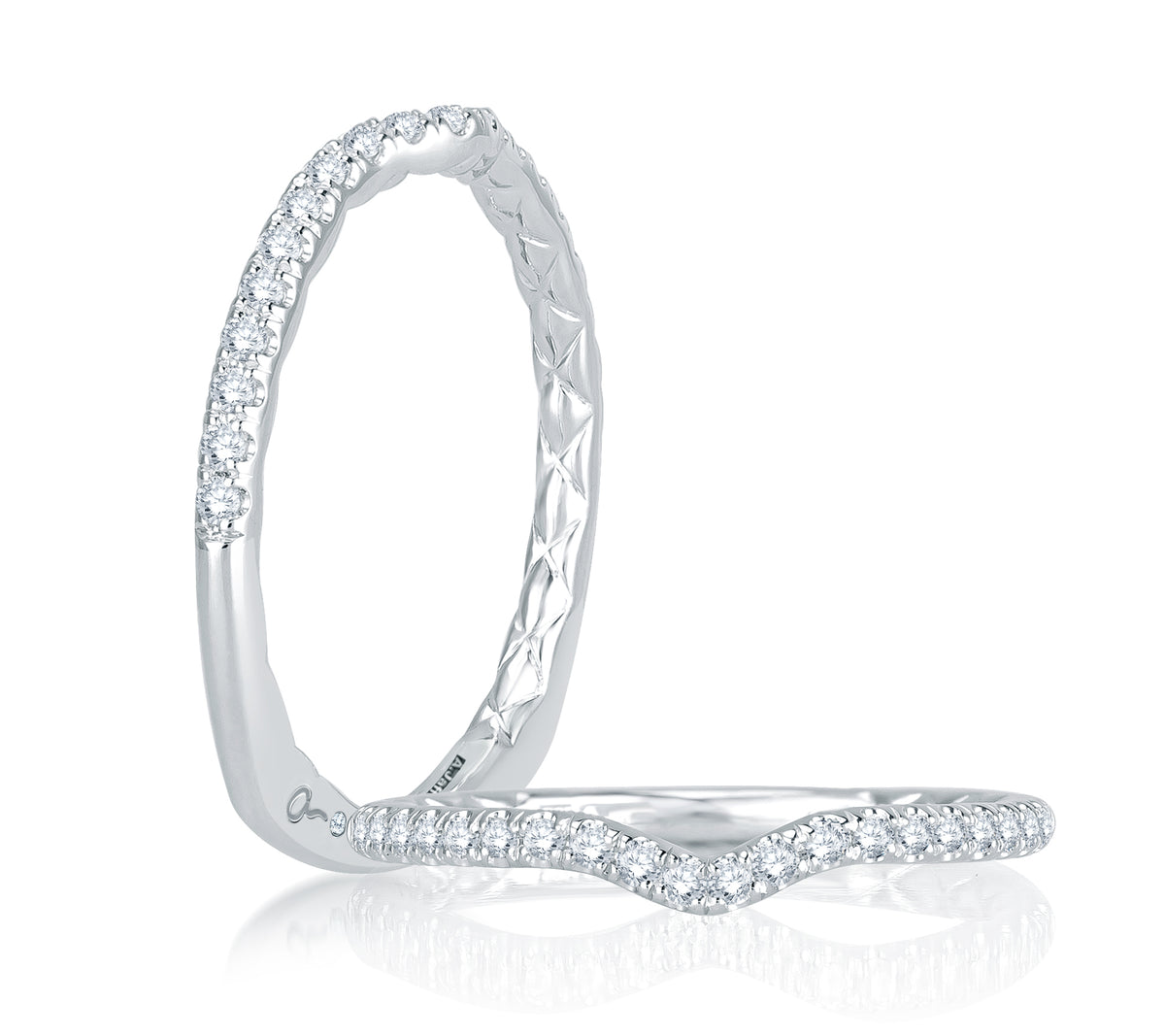 A.Jaffe Signature Contoured Delicate Diamond Quilted Wedding Band MRS767Q/17