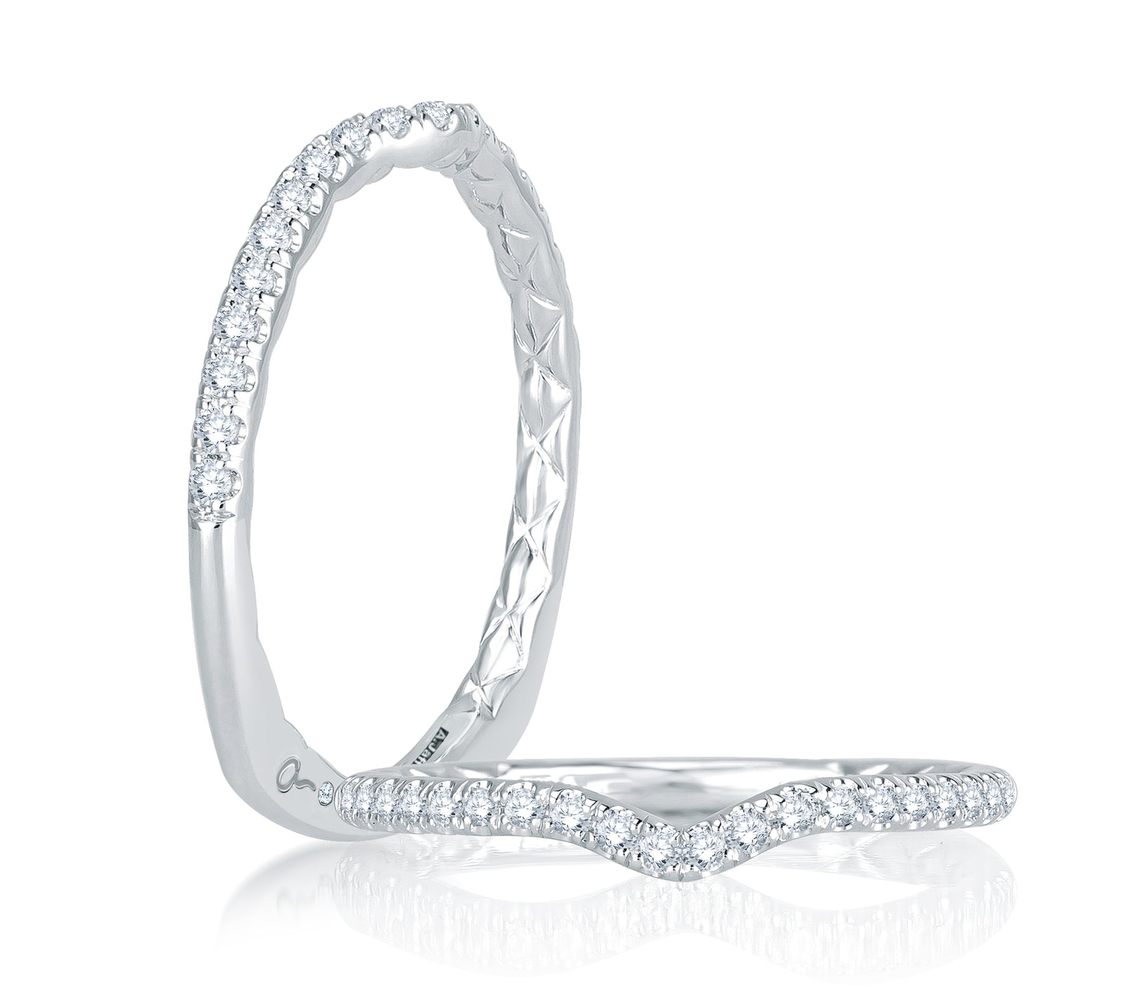 A.Jaffe Signature Contoured Delicate Diamond Quilted Wedding Band MRS767Q/17