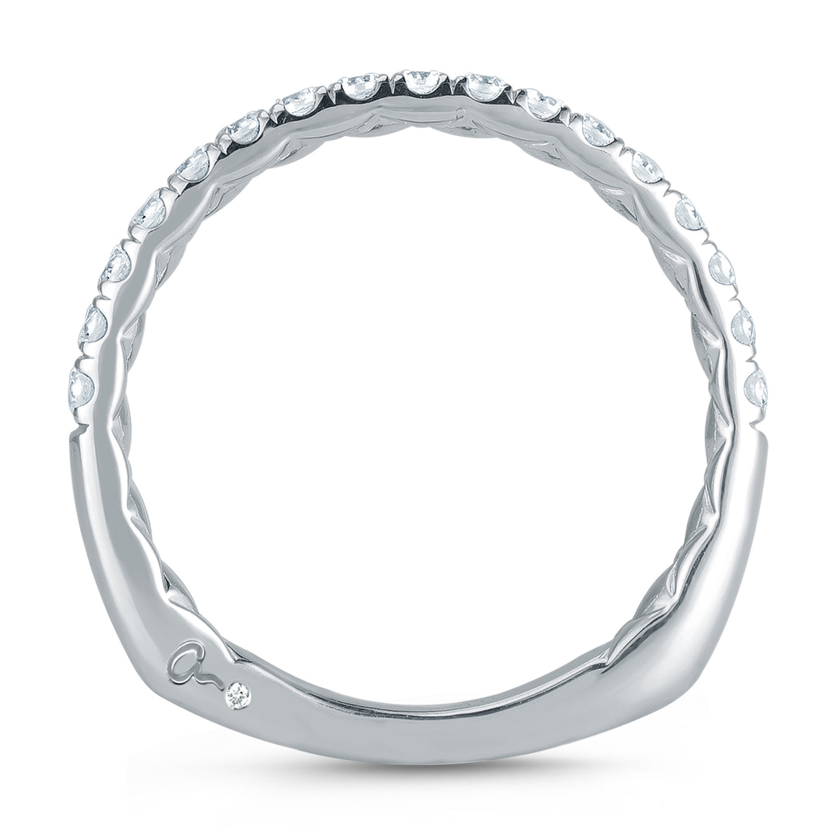 A.Jaffe Signature French Pavé Set Diamond Quilted Wedding Band MRS768Q/37