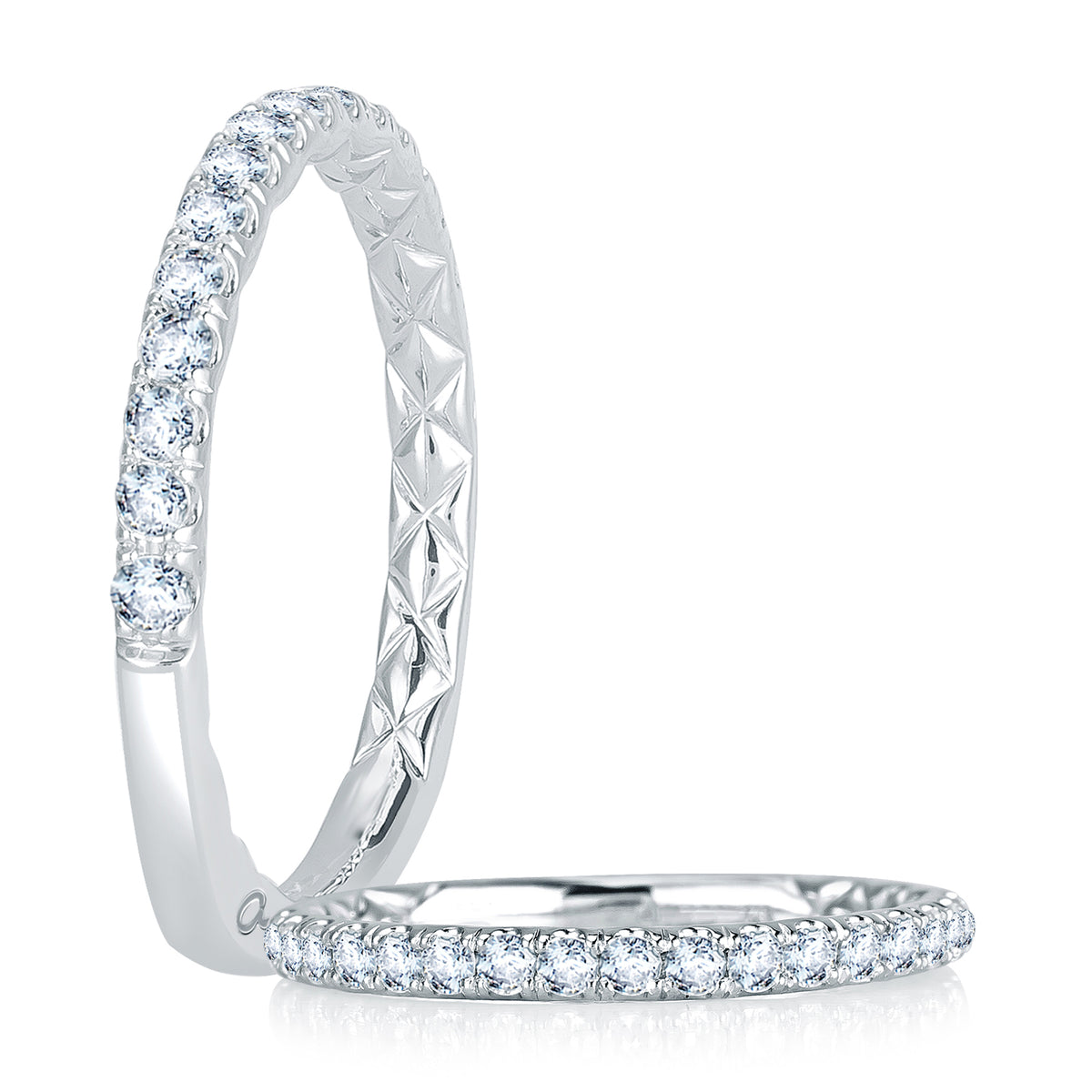 A.Jaffe Signature French Pavé Set Diamond Quilted Wedding Band MRS768Q/37