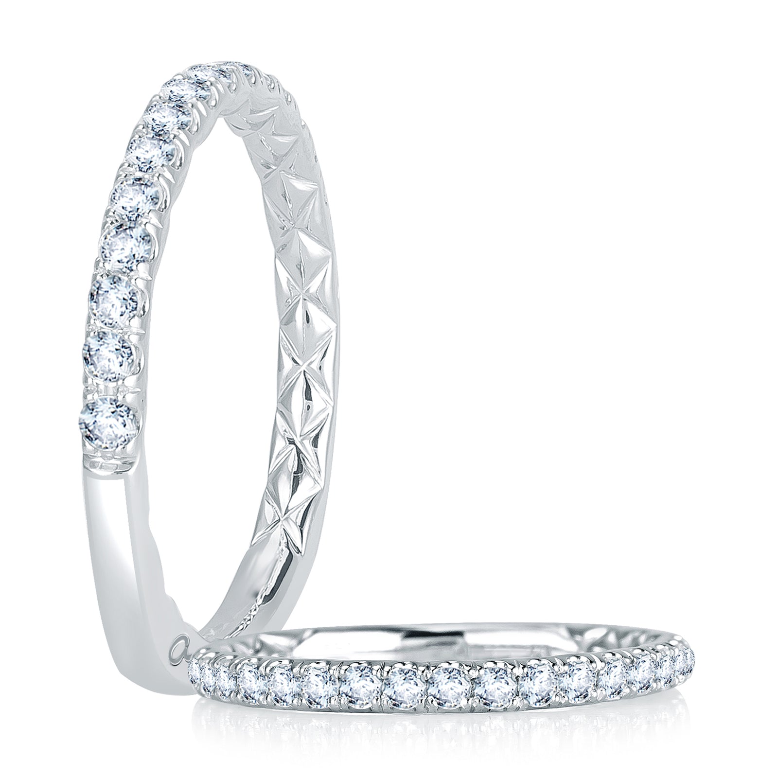 A.Jaffe Signature French Pavé Set Diamond Quilted Wedding Band MRS768Q/37