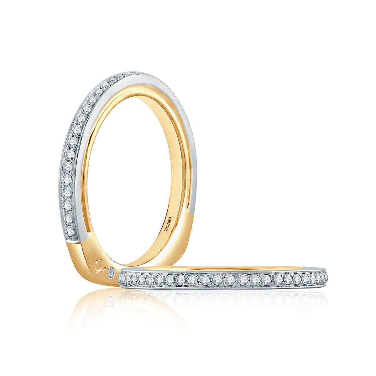 A. Jaffe Two Tone Accent Pave Diamond Wedding Band MRS853/17