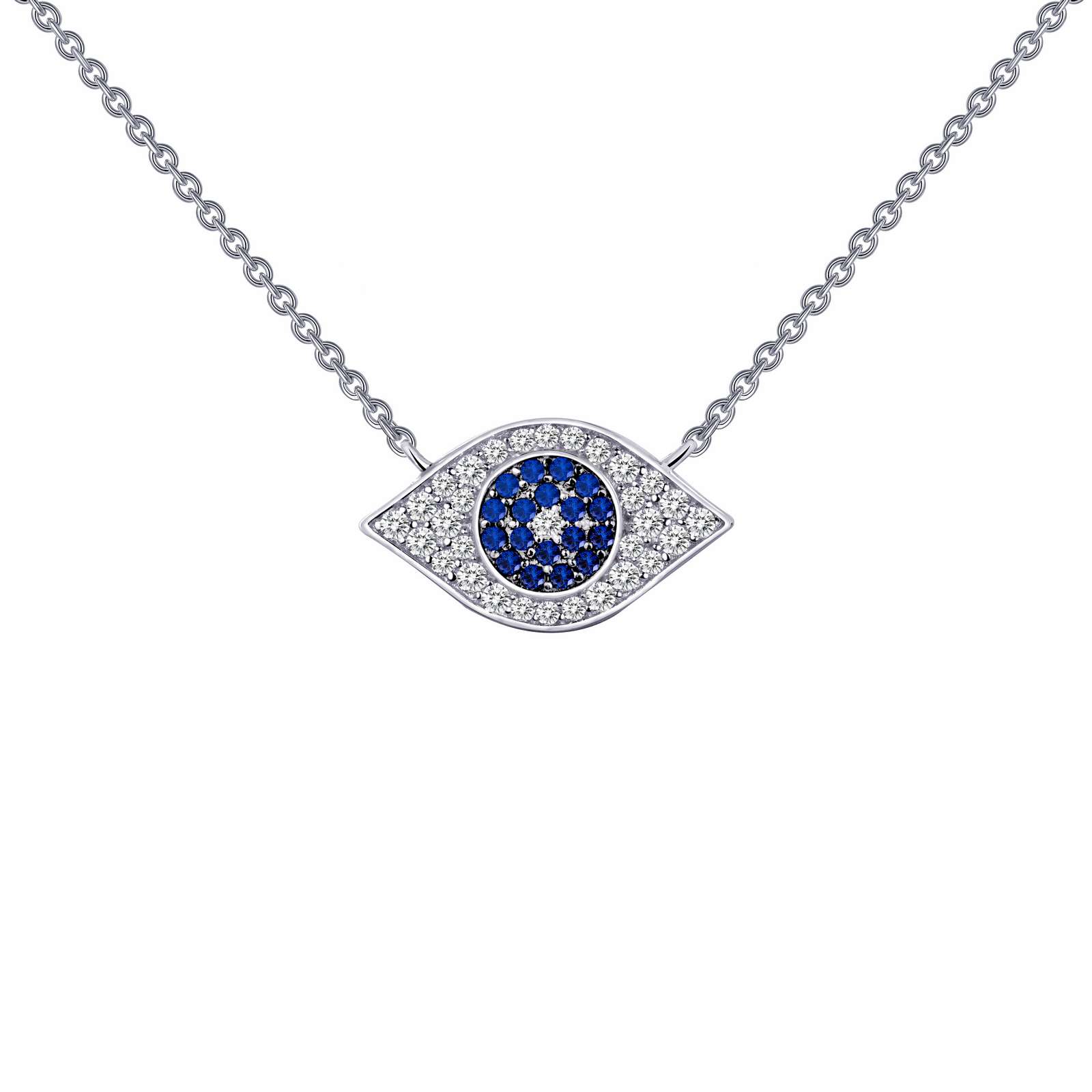Lafonn Simulated Diamond & Blue Sapphire Evil Eye Necklace N0025CSP18