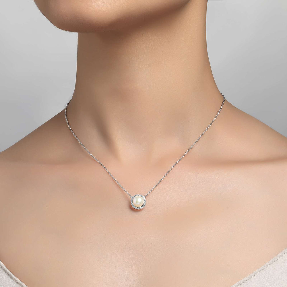 Lafonn Simulated Diamond & Cultured Freshwater Pearl Necklace N0029CLP