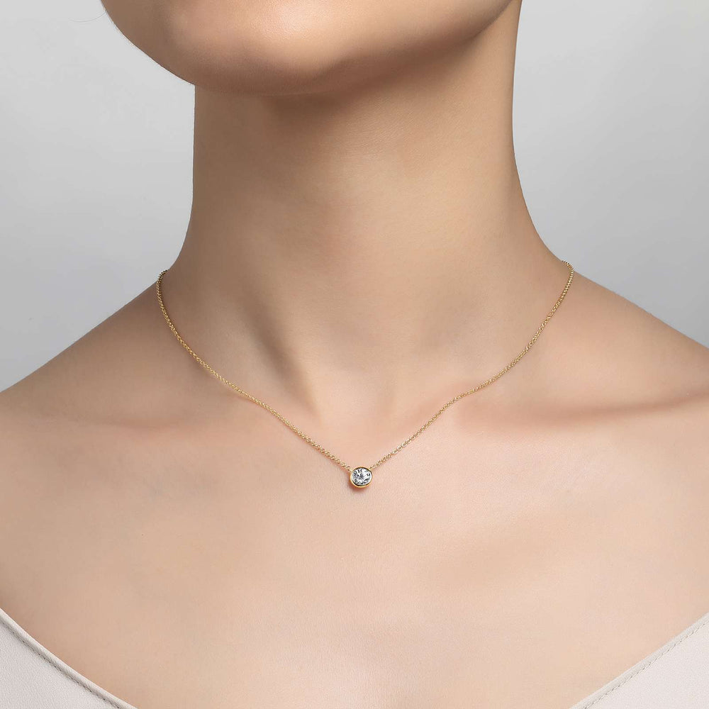 Lafonn Simulated Diamond 0.46ct Bezel Solitaire Necklace N0030CLG