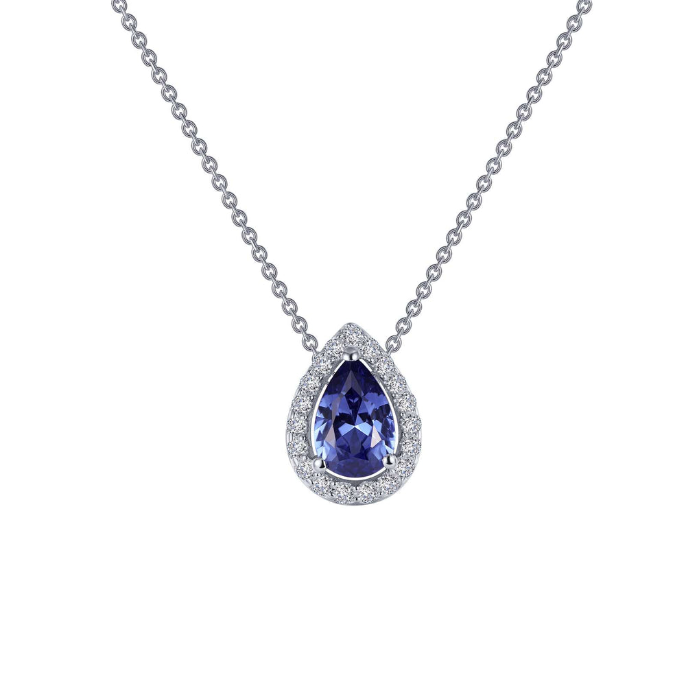 Lafonn Simulated Diamond and Tanzanite Pear Shaped Halo Necklace N0102CTP